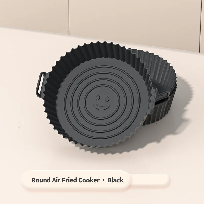1Pcs Air Fryer Silicone Basket Silicone Mold Airfryer Oven Baking Tray Pizza Fried Chicken Basket Reusable Pan Liner Accessories