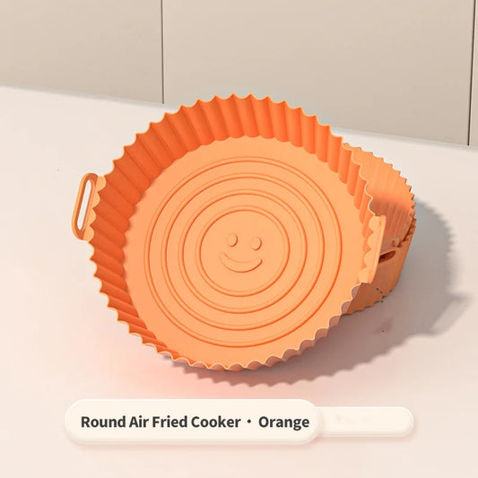 1Pcs Air Fryer Silicone Basket Silicone Mold Airfryer Oven Baking Tray Pizza Fried Chicken Basket Reusable Pan Liner Accessories