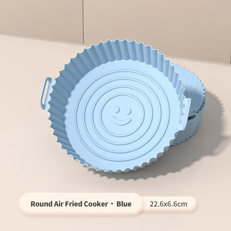 1Pcs Air Fryer Silicone Basket Silicone Mold Airfryer Oven Baking Tray Pizza Fried Chicken Basket Reusable Pan Liner Accessories