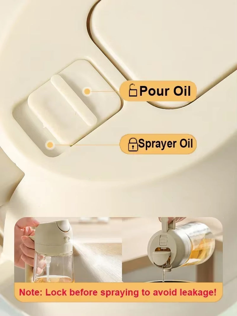 2In1 500Ml Plastic Spray Oil Sprayer Bottle Spray Oil Dispenser Oil Jar Cruet BBQ Kitchen Baking Roasting Picnic Kitchen Tool