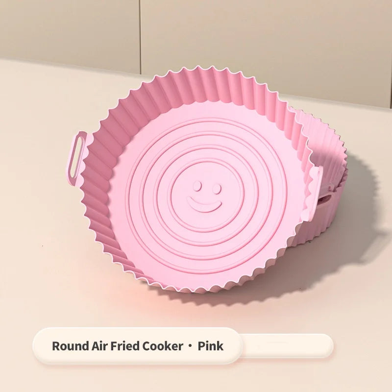 1Pcs Air Fryer Silicone Basket Silicone Mold Airfryer Oven Baking Tray Pizza Fried Chicken Basket Reusable Pan Liner Accessories