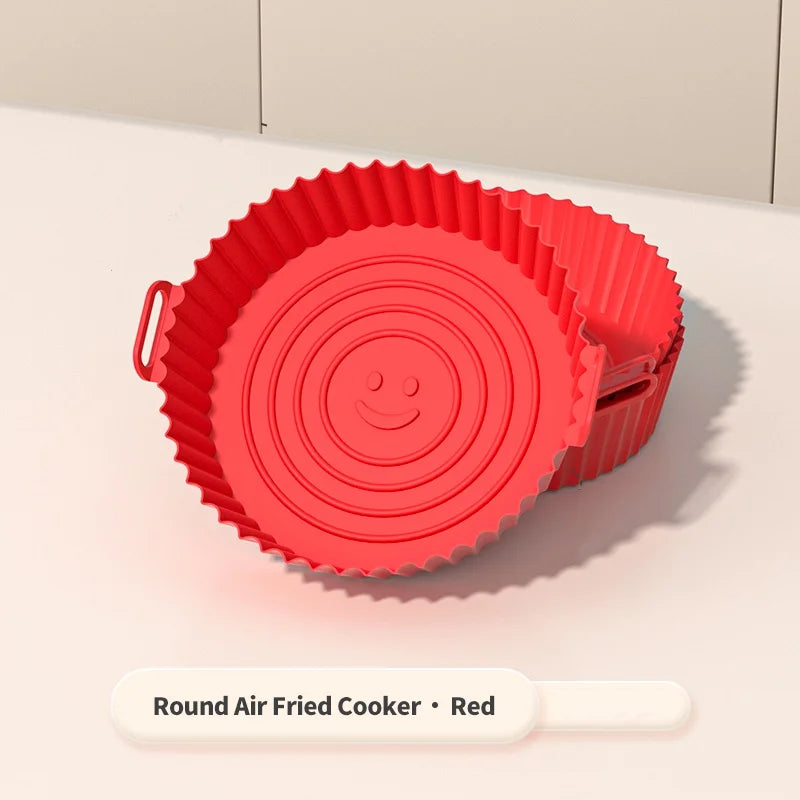 1Pcs Air Fryer Silicone Basket Silicone Mold Airfryer Oven Baking Tray Pizza Fried Chicken Basket Reusable Pan Liner Accessories