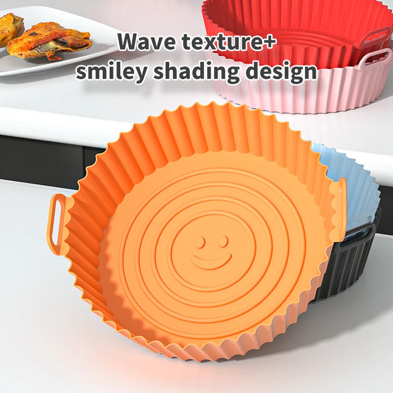 1Pcs Air Fryer Silicone Basket Silicone Mold Airfryer Oven Baking Tray Pizza Fried Chicken Basket Reusable Pan Liner Accessories